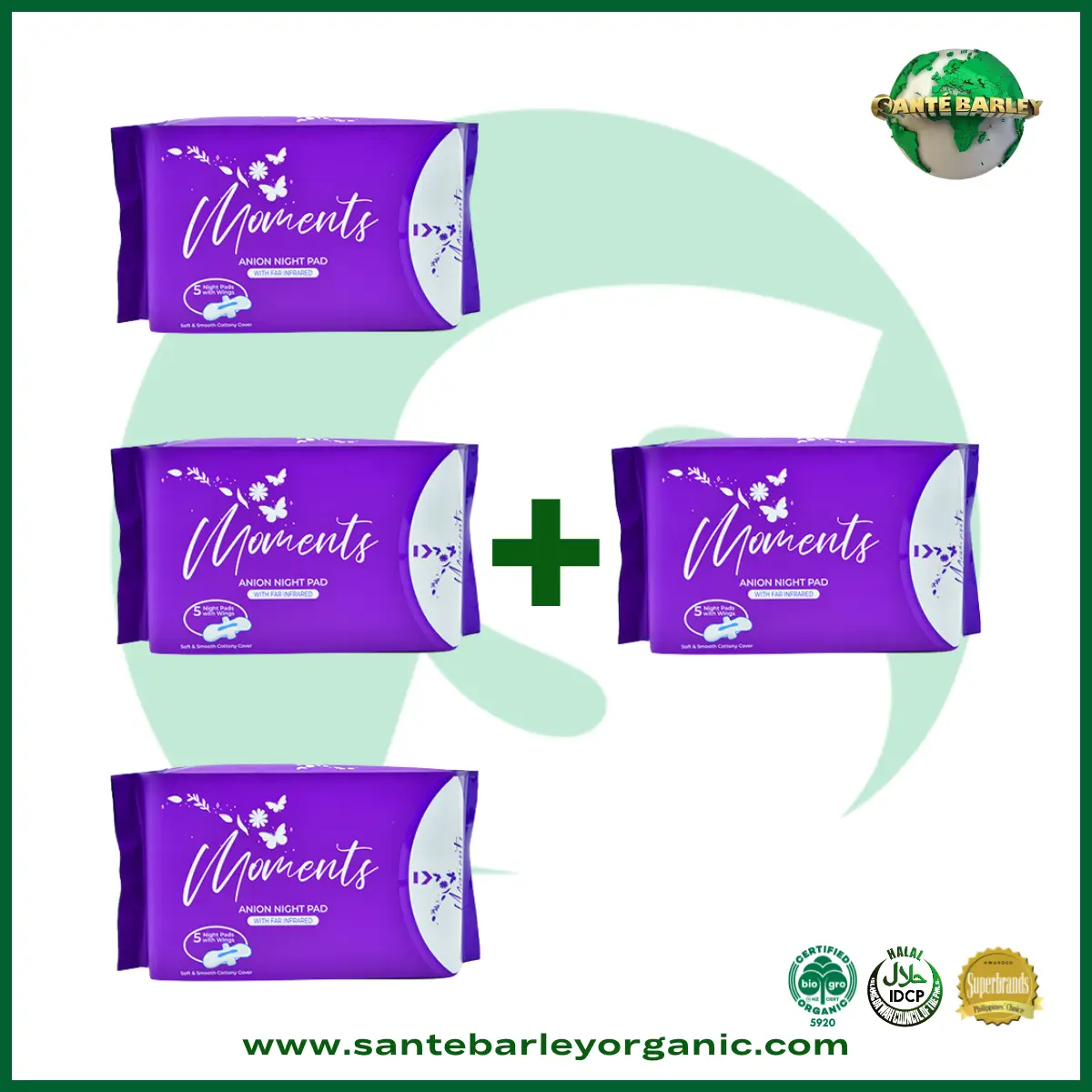 Moments Anion Night Pad with Far Infrared Buy 3 Get 1 FREE promotional package designed for comfortable overnight protection.