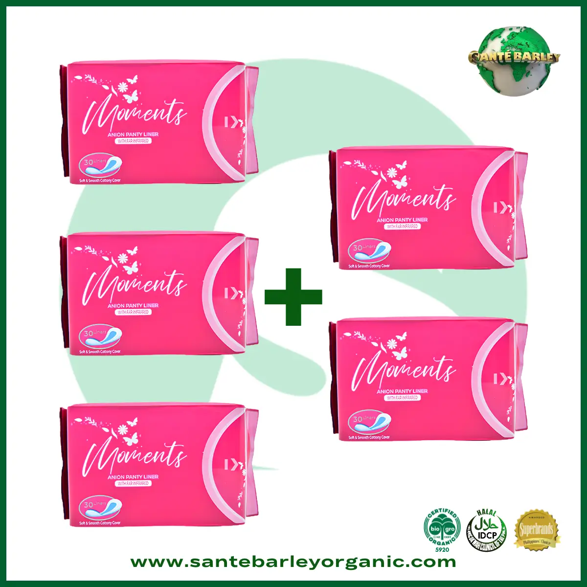 Moments Anion Panty Liner with Far Infrared Buy 3 Get 2 FREE promotional package for everyday freshness and comfort.