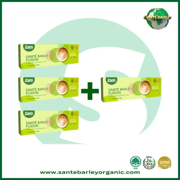 Sante Boost Coffee Buy 3 Get 1 FREE promotional package featuring a premium instant coffee blend with a rich aroma and smooth taste.