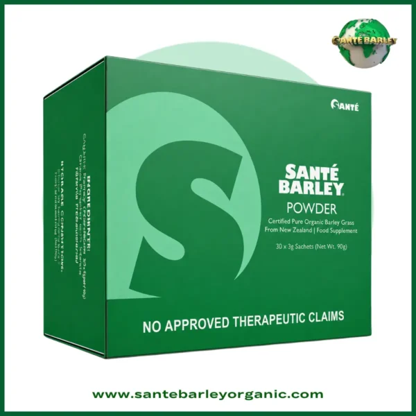 Sante Barley Powder with Stevia 30 Sachets made with 100% Certified Organic Barley Grass from New Zealand.