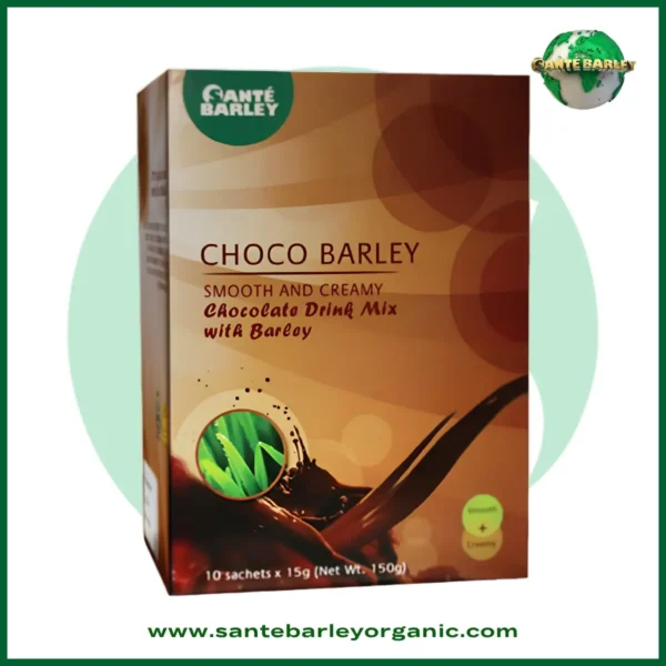 Sante Choco Barley chocolate beverage made with Certified Organic Barley Grass from New Zealand.