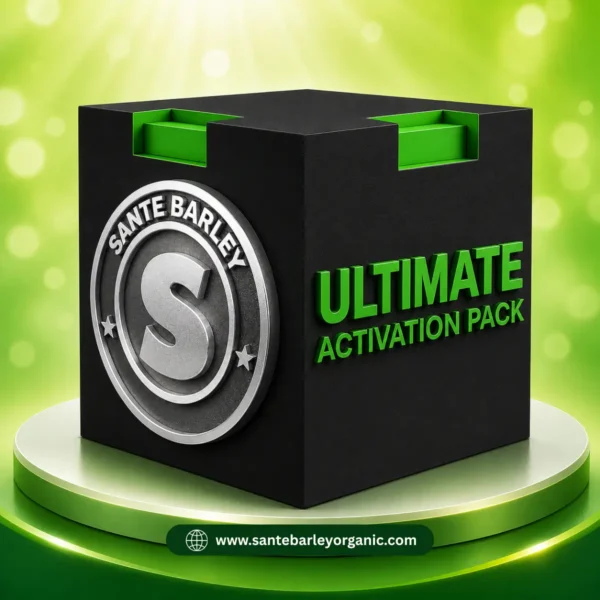 Sante Barley Ultimate Pack made with Certified Organic Barley Grass from New Zealand, offering premium natural nutrition for everyday wellness.